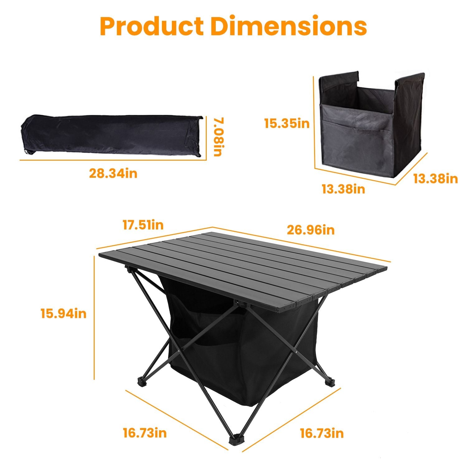 Foldable Aluminum Camping Table With Storage Basket