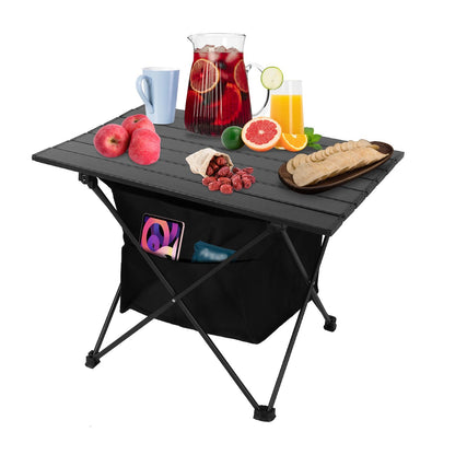 Foldable Aluminum Camping Table With Storage Basket