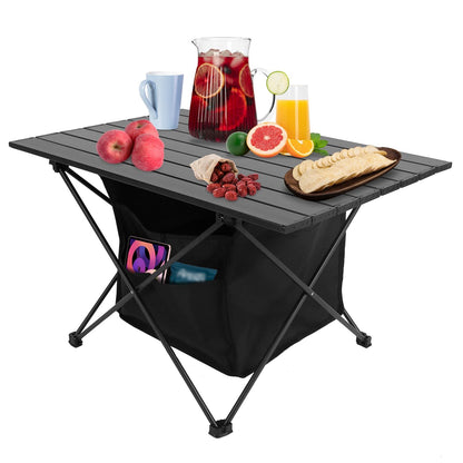 Foldable Aluminum Camping Table With Storage Basket