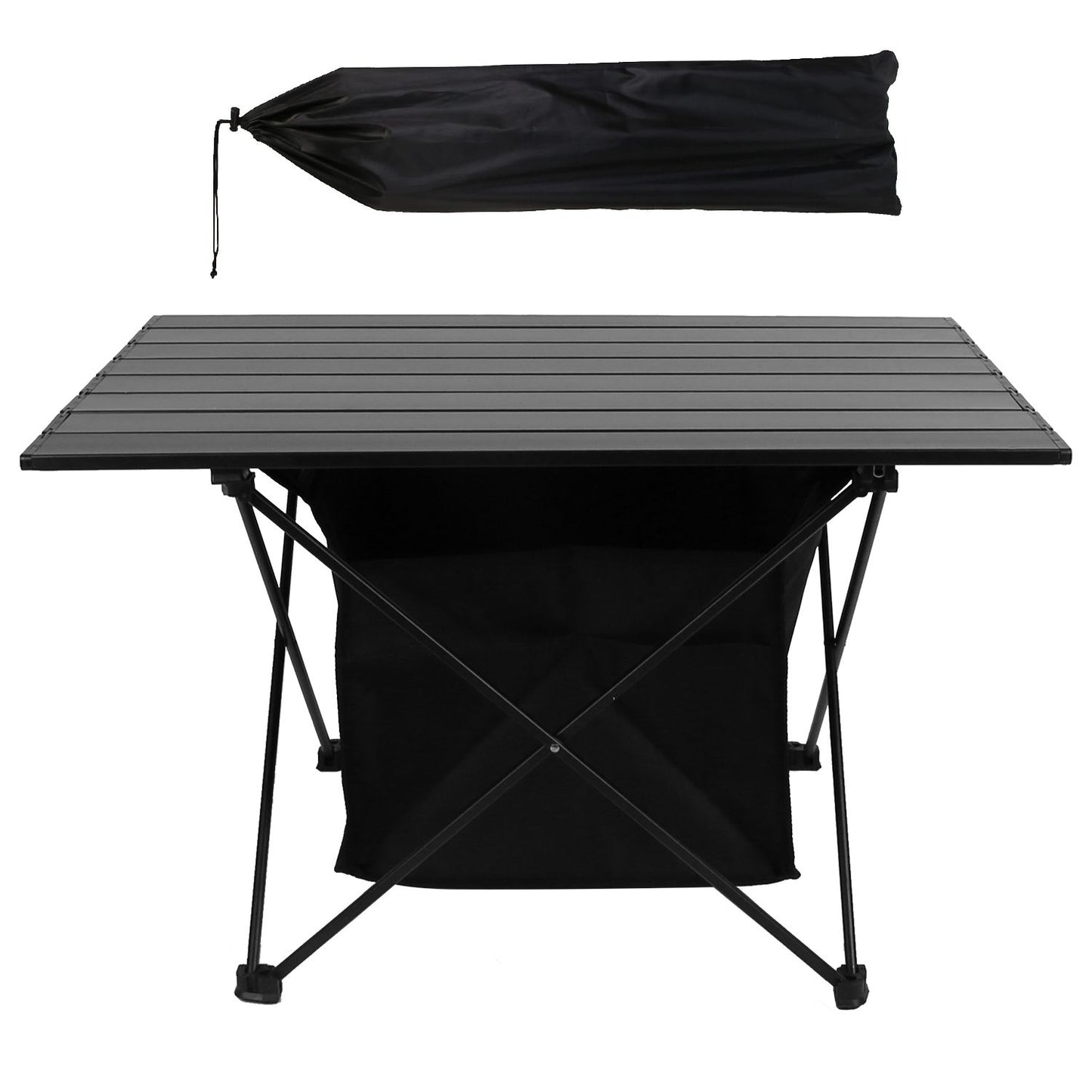 Foldable Aluminum Camping Table With Storage Basket