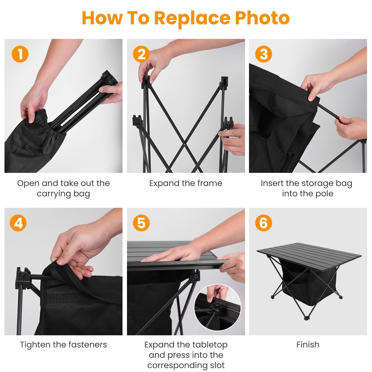 Foldable Aluminum Camping Table With Storage Basket