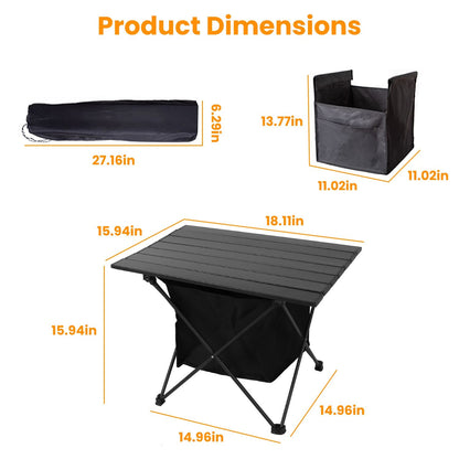 Foldable Aluminum Camping Table With Storage Basket