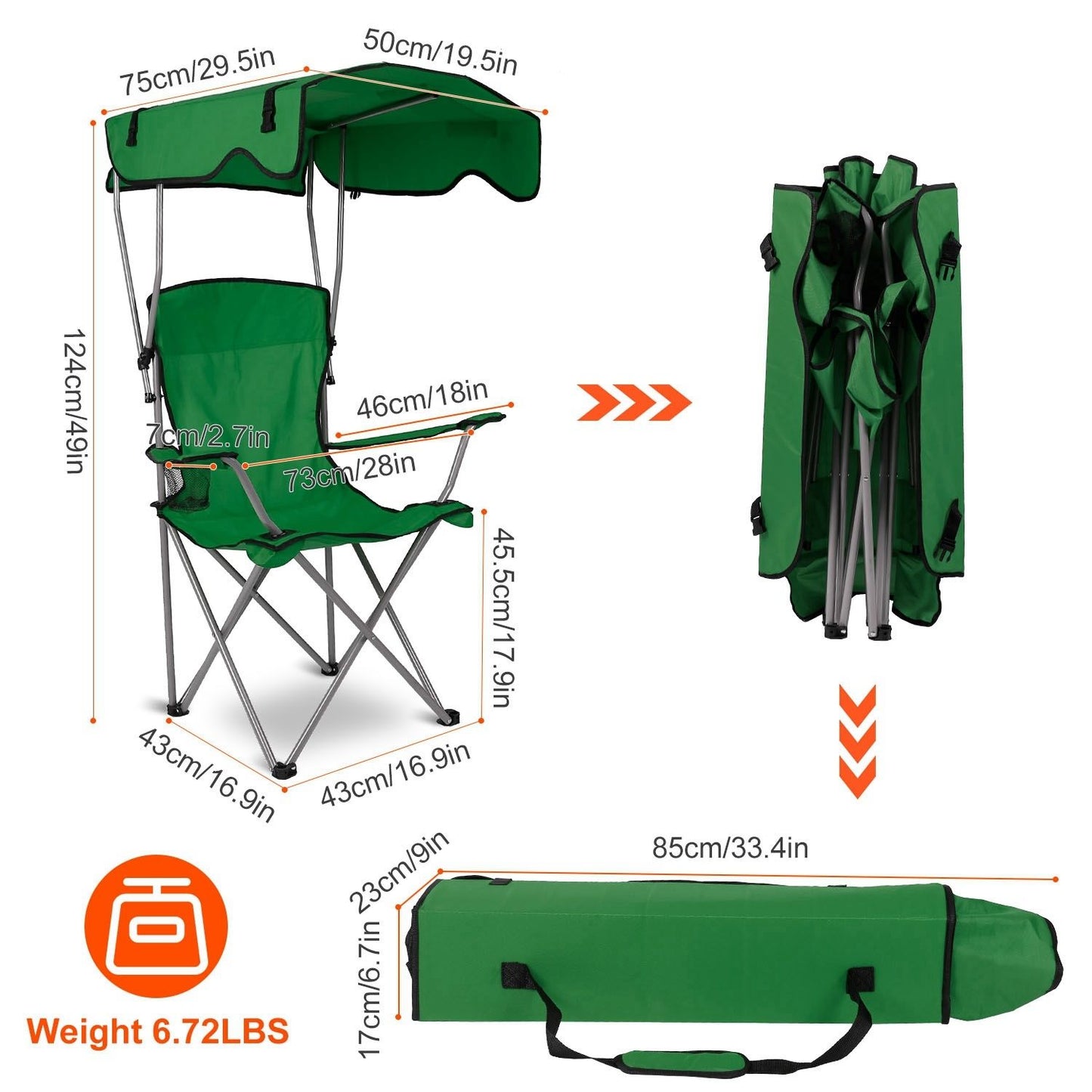 Foldable Beach Canopy Chair 330lb