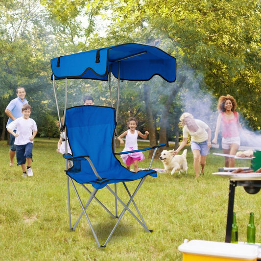 Foldable Beach Canopy Chair With Sunshade Seat