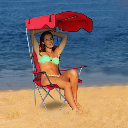 Foldable Beach Canopy Chair With Sunshade Seat