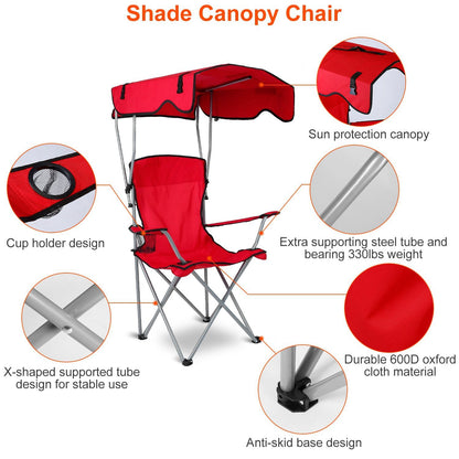 Foldable Beach Canopy Chair With Sunshade Seat