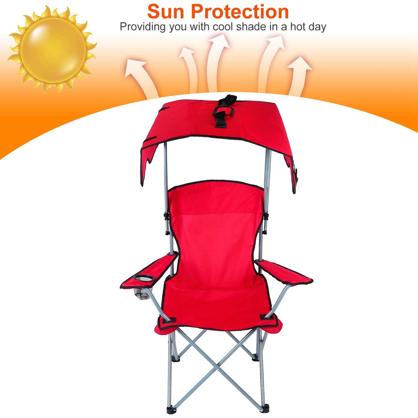 Foldable Beach Canopy Chair With Sunshade Seat