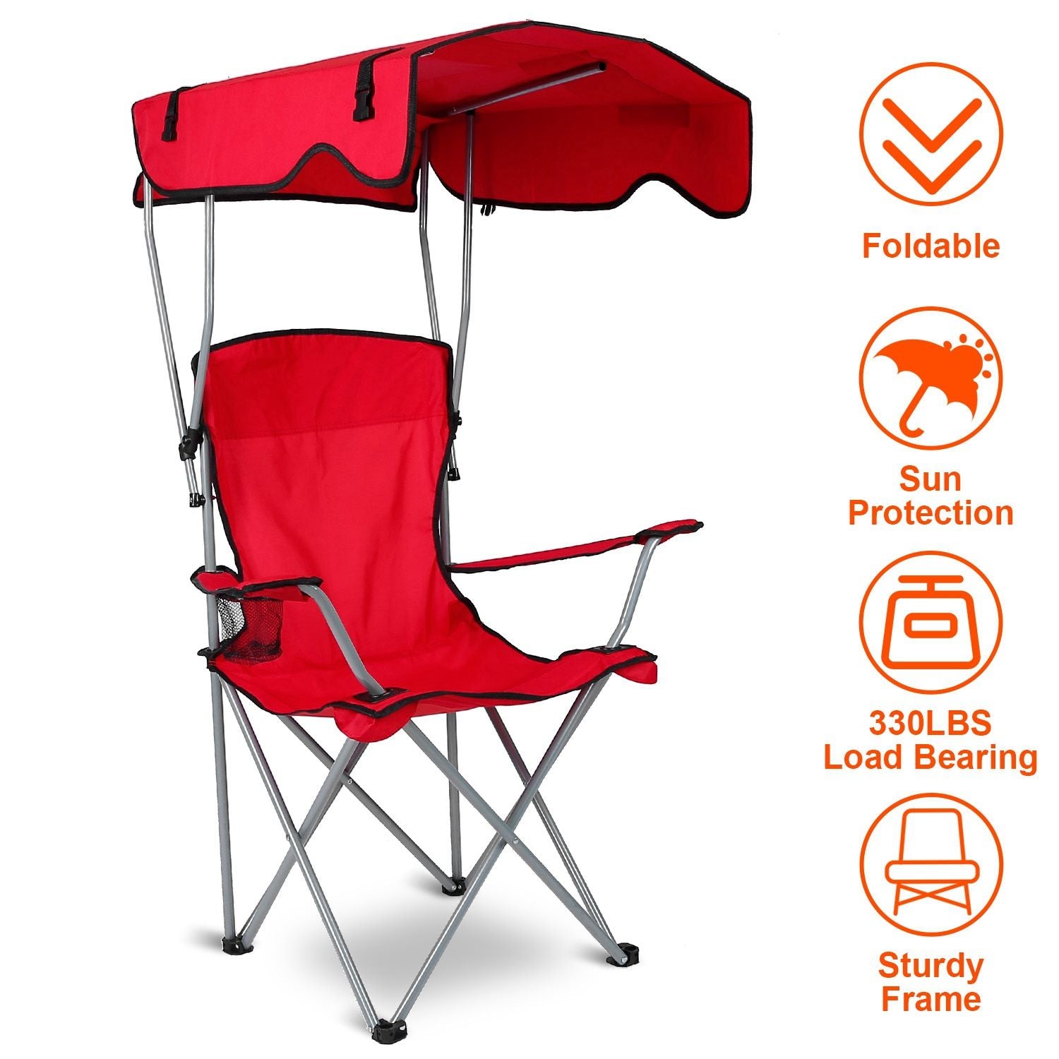 Foldable Beach Canopy Chair With Sunshade Seat
