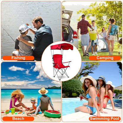 Foldable Beach Canopy Chair With Sunshade Seat