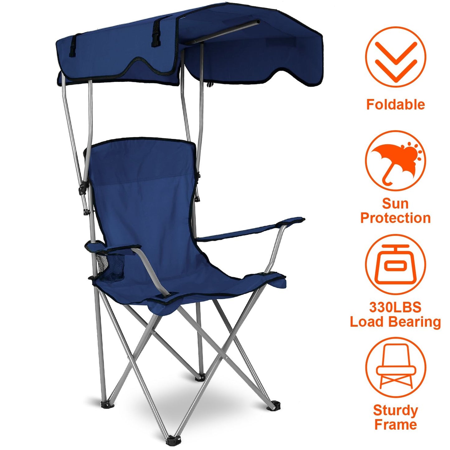 Foldable Beach Canopy Chair With Sunshade Seat