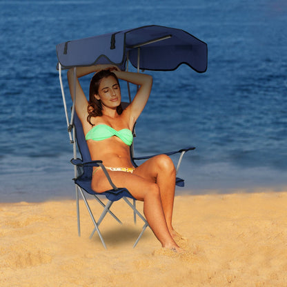 Foldable Beach Canopy Chair With Sunshade Seat