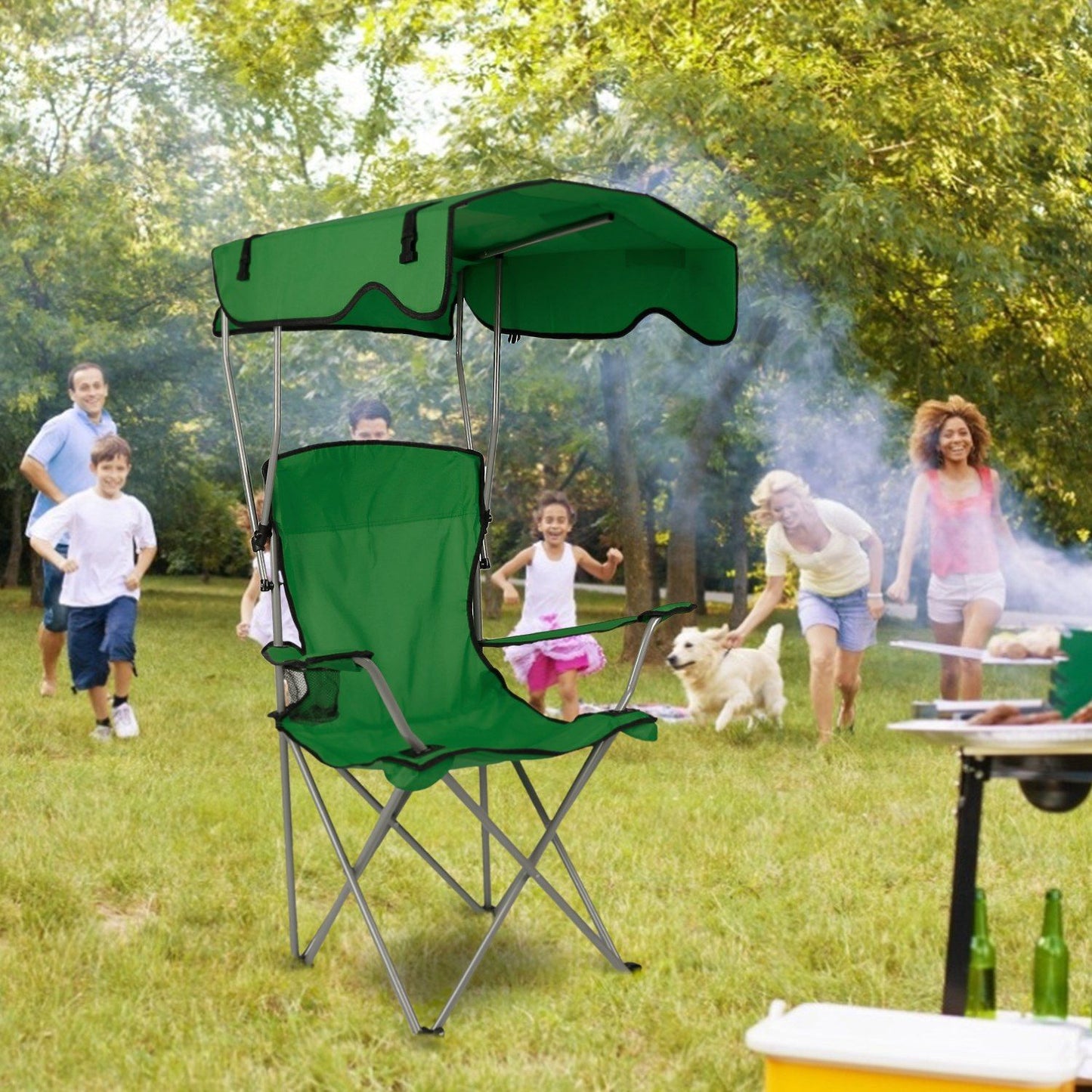 Foldable Beach Canopy Chair With Sunshade Seat