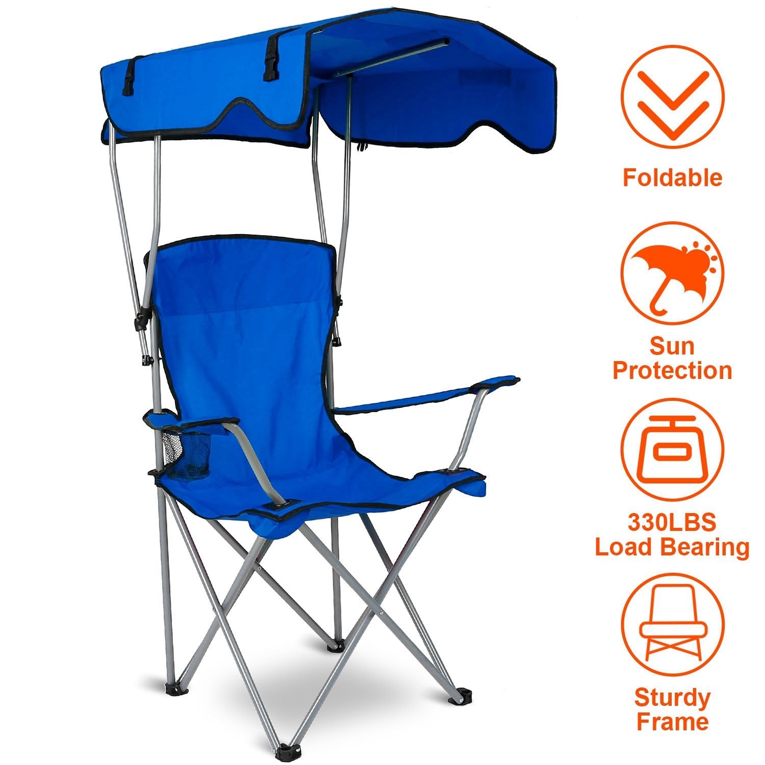 Foldable Beach Canopy Chair With Sunshade Seat