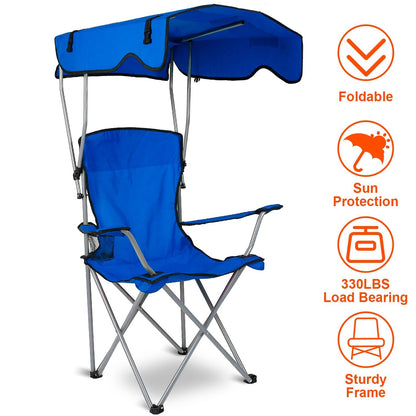 Foldable Beach Canopy Chair With Sunshade Seat