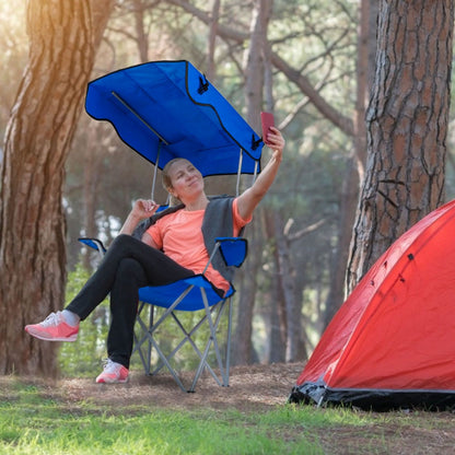Foldable Beach Canopy Chair With Sunshade and Cup Holder