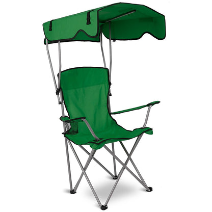 Foldable Beach Canopy Chair With Sunshade and Cup Holder