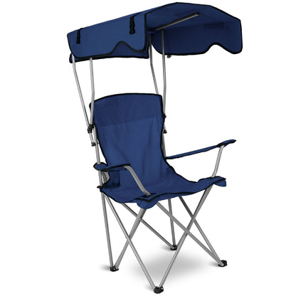 Foldable Beach Canopy Chair With Sunshade and Cup Holder