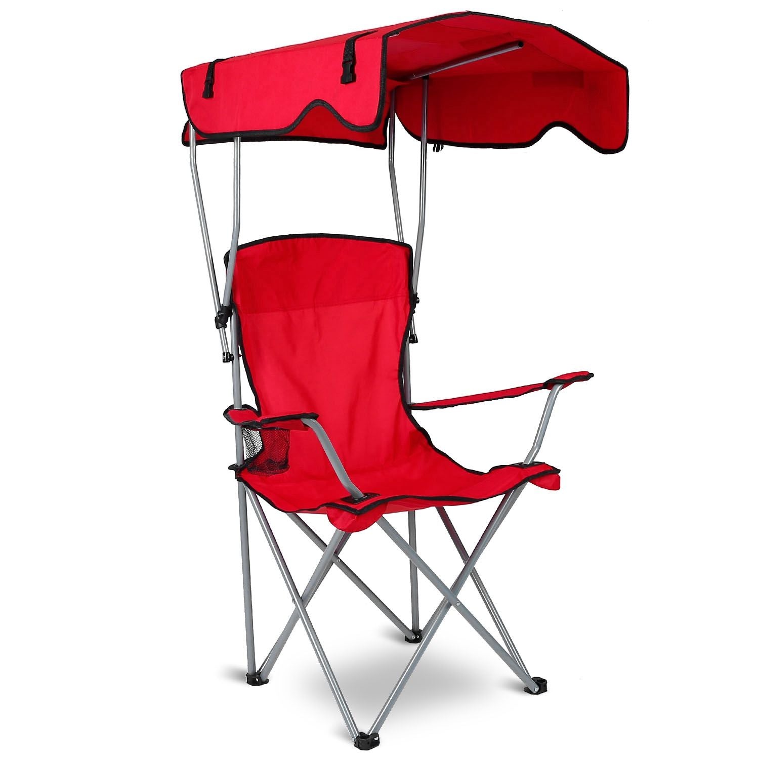 Foldable Beach Canopy Chair With Sunshade and Cup Holder