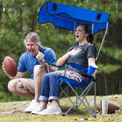 Foldable Beach Canopy Chair With Sunshade and Cup Holder