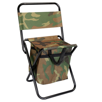 Foldable Fishing Chair with Backrest & Built-In Cooler Bag
