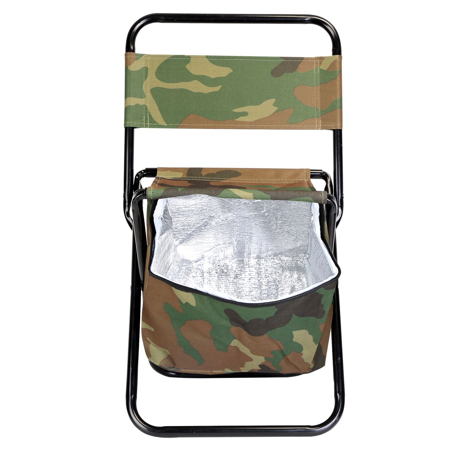 Foldable Fishing Chair with Backrest & Built-In Cooler Bag
