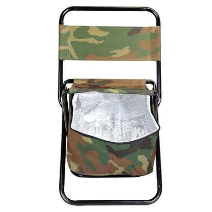 Foldable Fishing Chair with Backrest & Built-In Cooler Bag