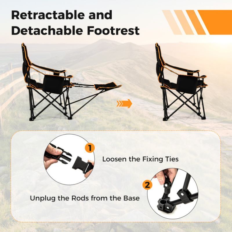 Folding Camping Lounge Chair With Footrest