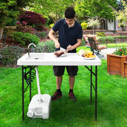 Folding Camping Table With Sink Faucet Sprayer