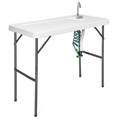 Folding Camping Table With Sink Faucet Sprayer