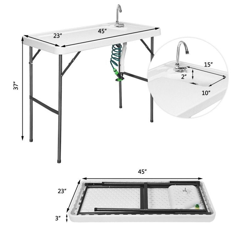 Folding Camping Table With Sink Faucet Sprayer
