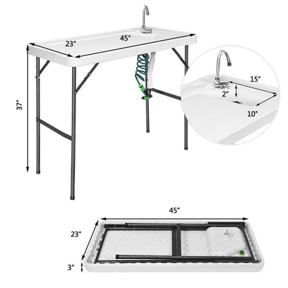Folding Camping Table With Sink Faucet Sprayer