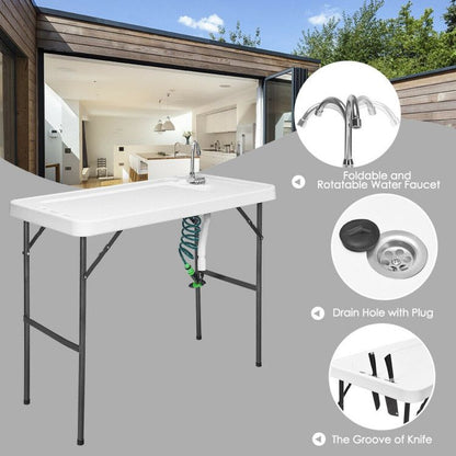 Folding Camping Table With Sink Faucet Sprayer