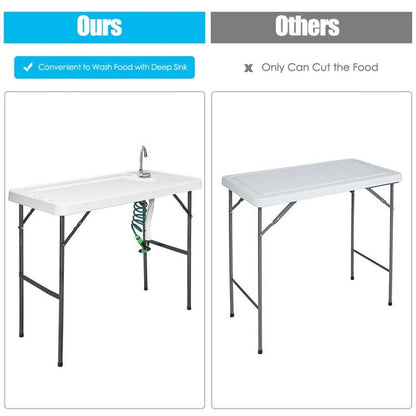 Folding Camping Table With Sink Faucet Sprayer