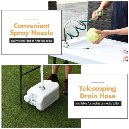 Folding Camping Table With Sink Faucet Sprayer
