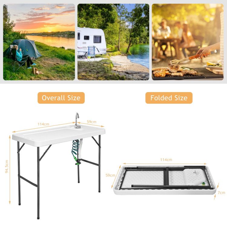 Folding Camping Table With Sink Faucet Sprayer