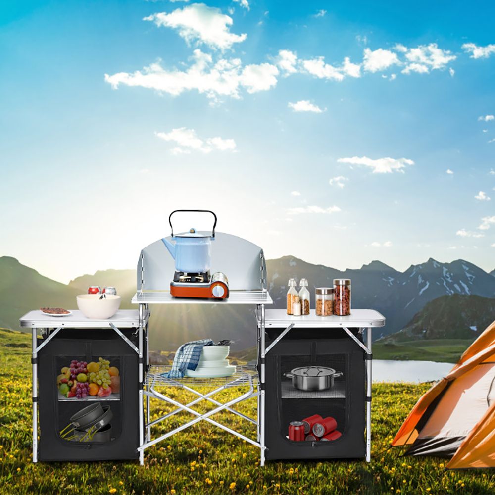 Folding Camping Table With Storage Organizer