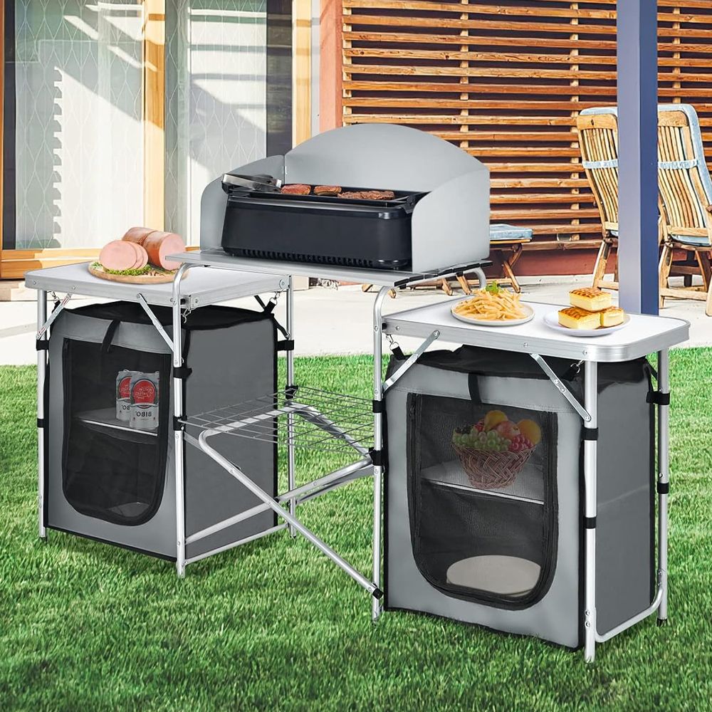 Folding Camping Table With Storage Organizer