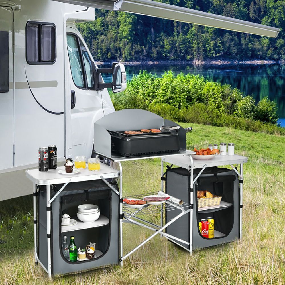 Folding Camping Table With Storage Organizer