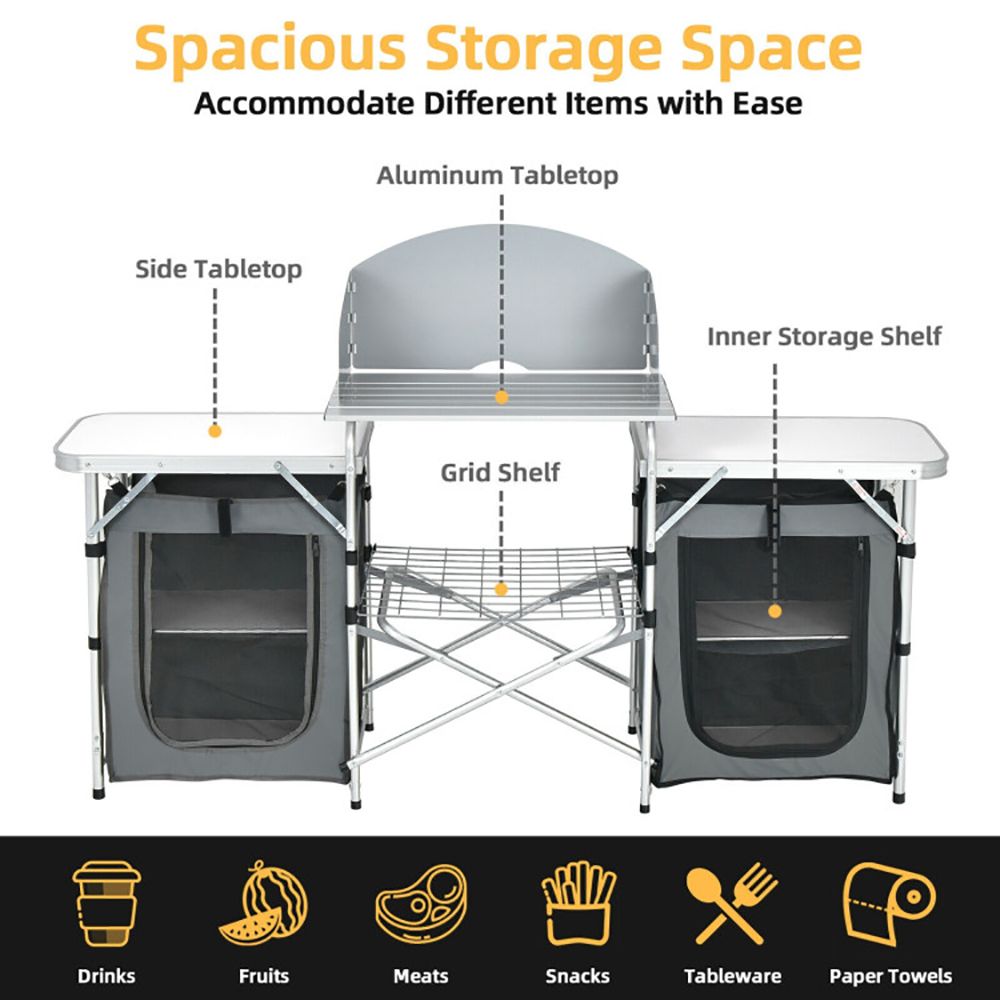 Folding Camping Table With Storage Organizer