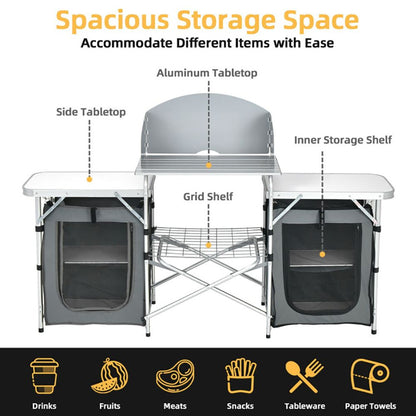 Folding Camping Table With Storage Organizer