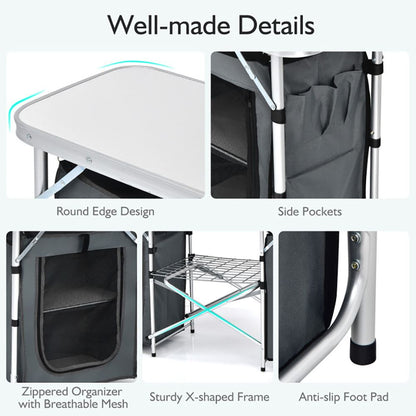 Folding Camping Table With Storage Organizer
