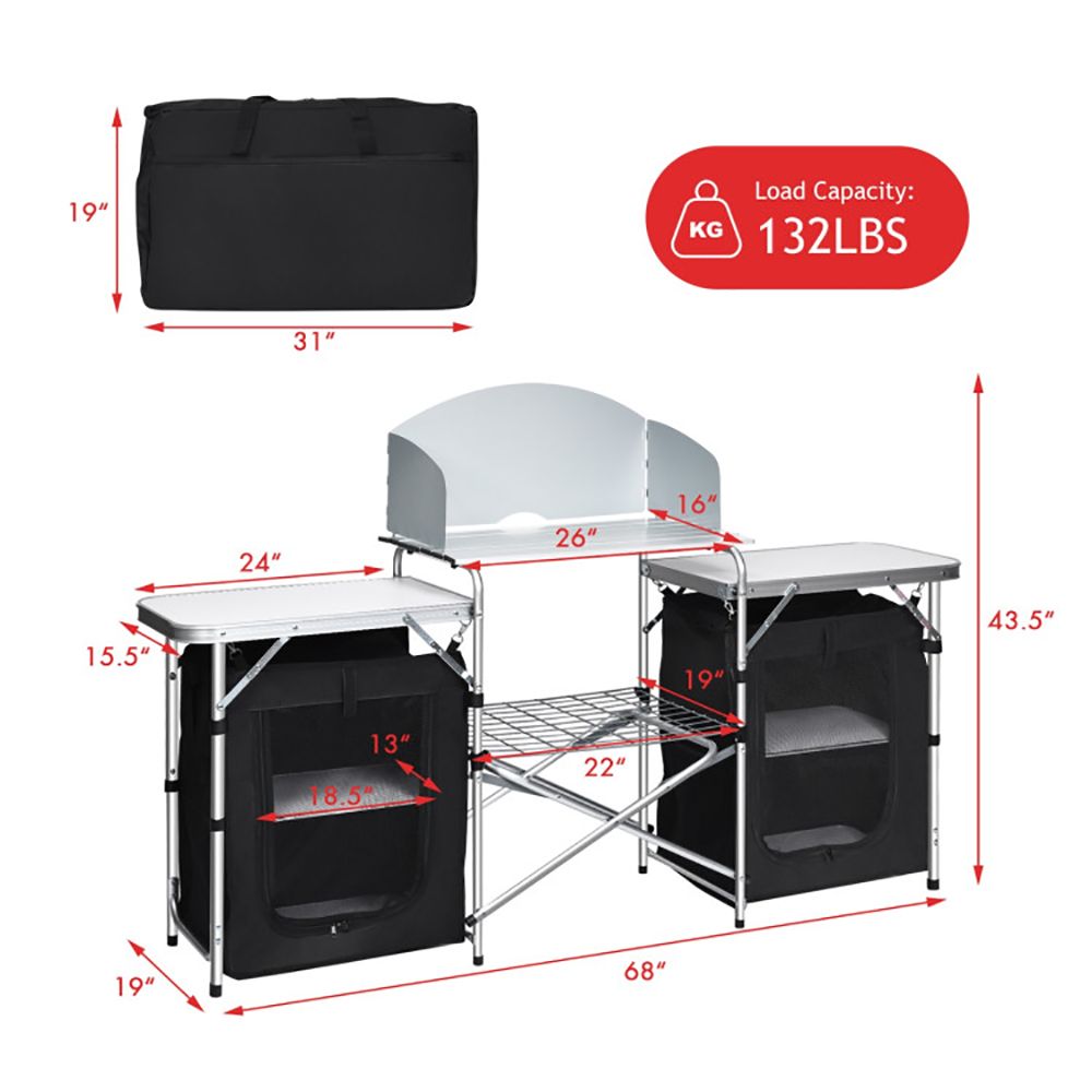 Folding Camping Table With Storage Organizer