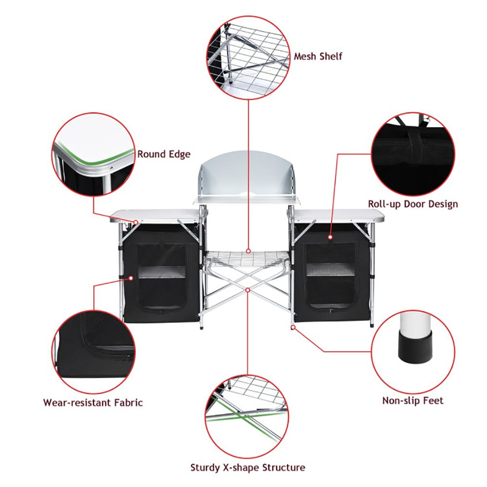 Folding Camping Table With Storage Organizer