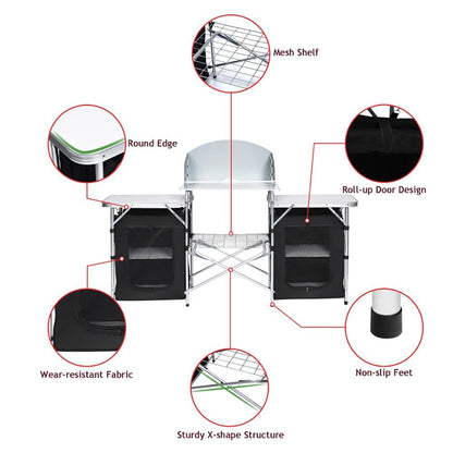 Folding Camping Table With Storage Organizer