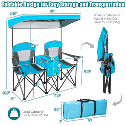 Folding Canopy Camping Chairs Two Person