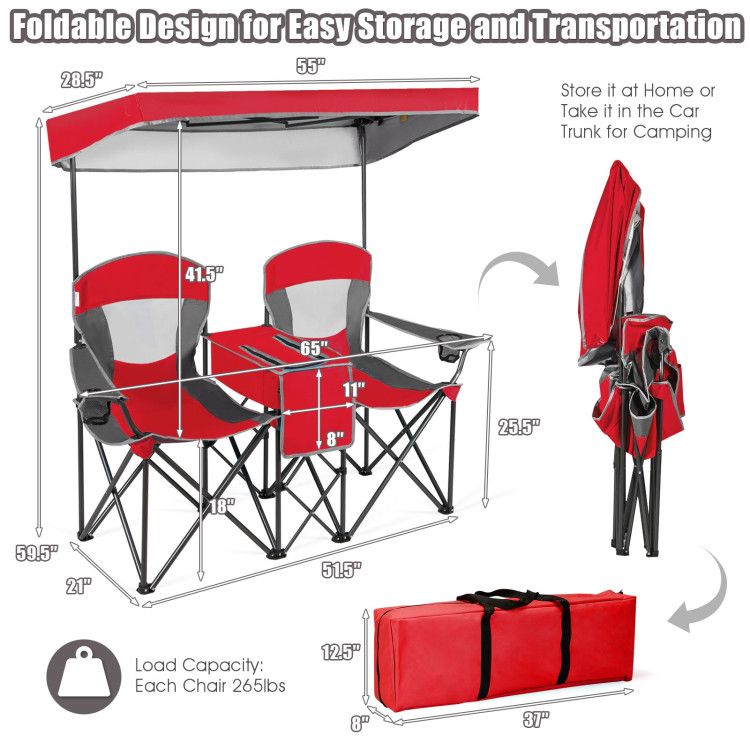 Folding Canopy Camping Chairs Two Person