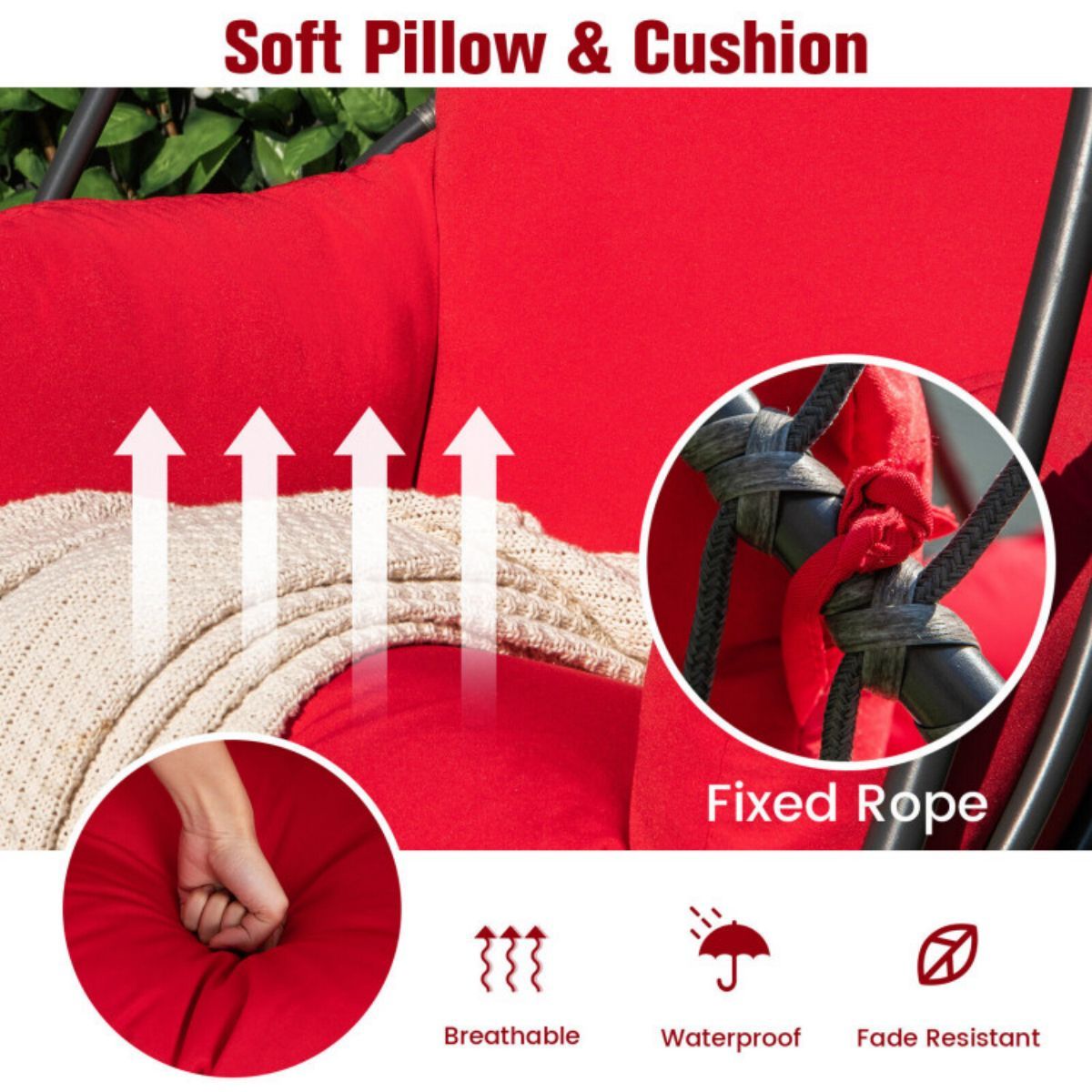 Folding Hanging Egg Chair With Stand and Cushion