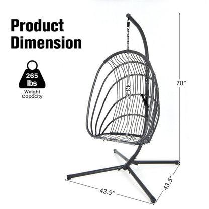 Folding Hanging Egg Chair With Stand and Cushion