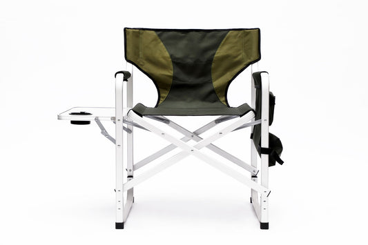 Green Padded Folding Chair With Side Table