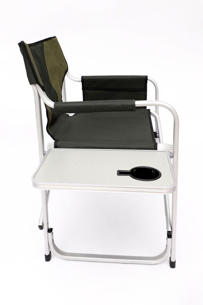 Green Padded Folding Chair With Side Table